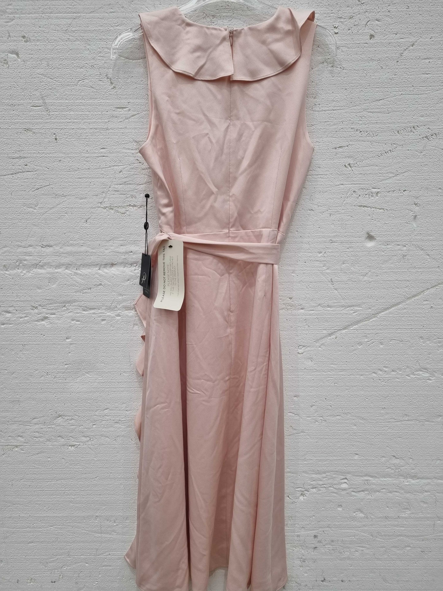 ADRIANNA PAPELL Blush Satin Ruffle Wrap Dress Blush Uk 12 Blush Uk 12