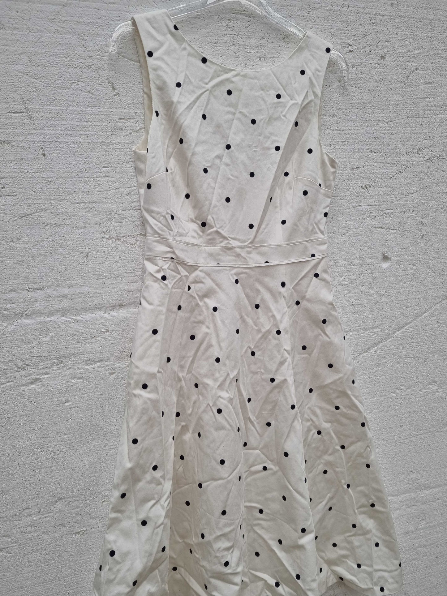 Hobbs Evelyn Cotton Blend Spot Dress  White Uk 10 White Uk 10