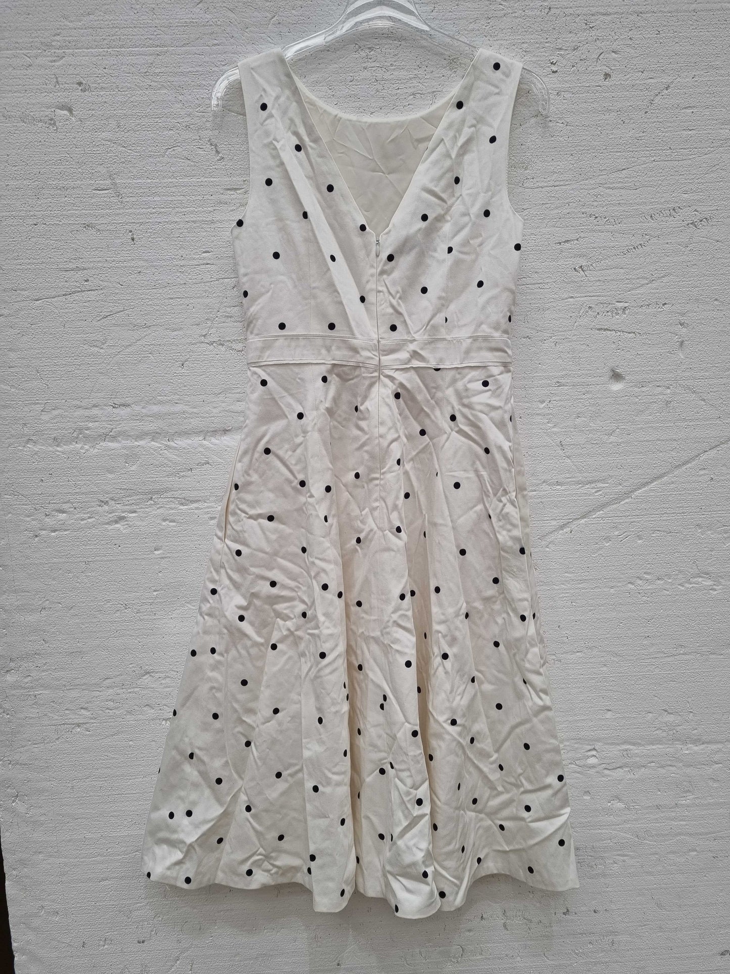 Hobbs Evelyn Cotton Blend Spot Dress  White Uk 10 White Uk 10