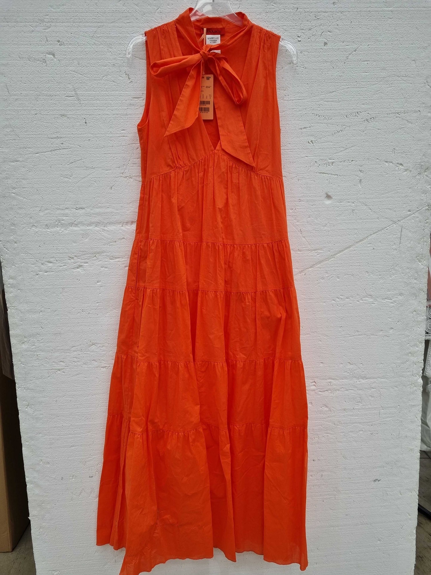 Max&Co Orange Minore Cotton Maxi Dress Orange Uk 14 Orange Uk 14