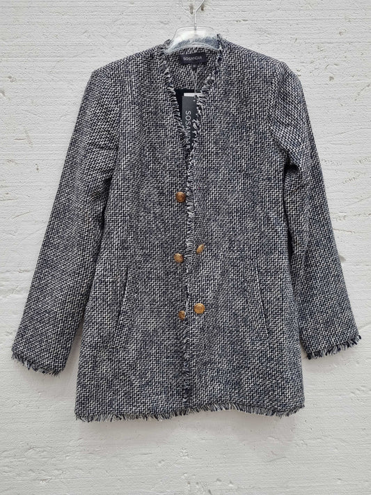 SOSANDAR Navy Boucle Longline Blazer Navy Uk 10 Navy Uk 10