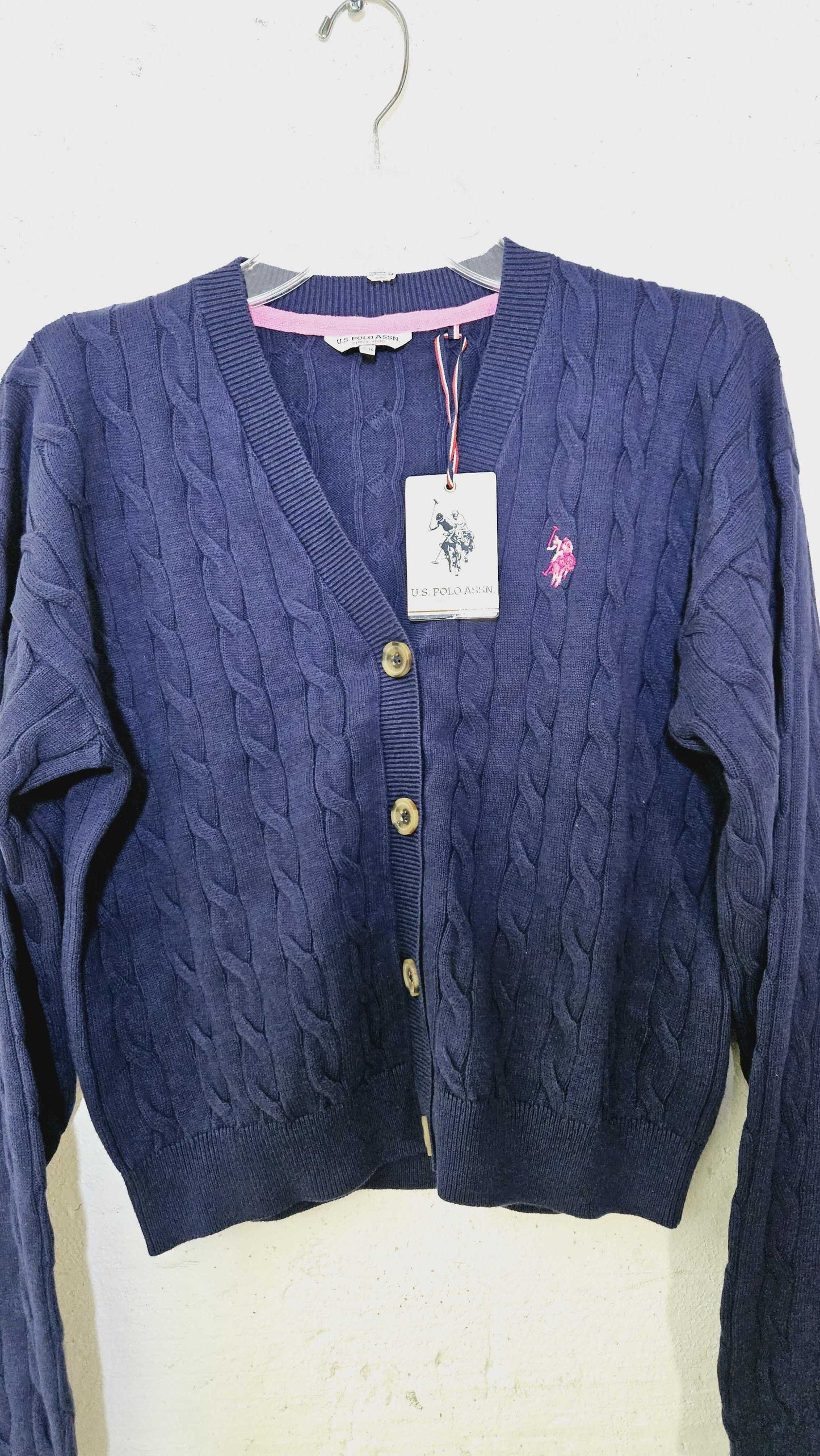 U.S. Polo Assn. Knit Cotton Cardigan Navy 15-16Y Navy 15-16Y