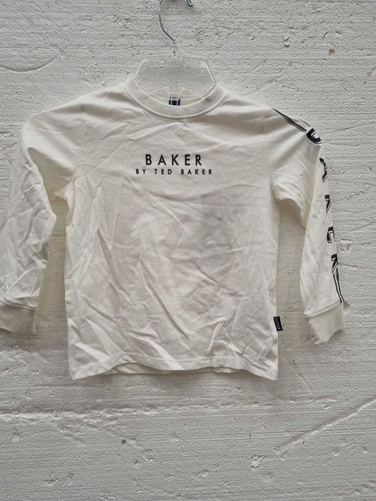 Ted Baker Polad Long Sleeve Branded T-Shirt white 4 years