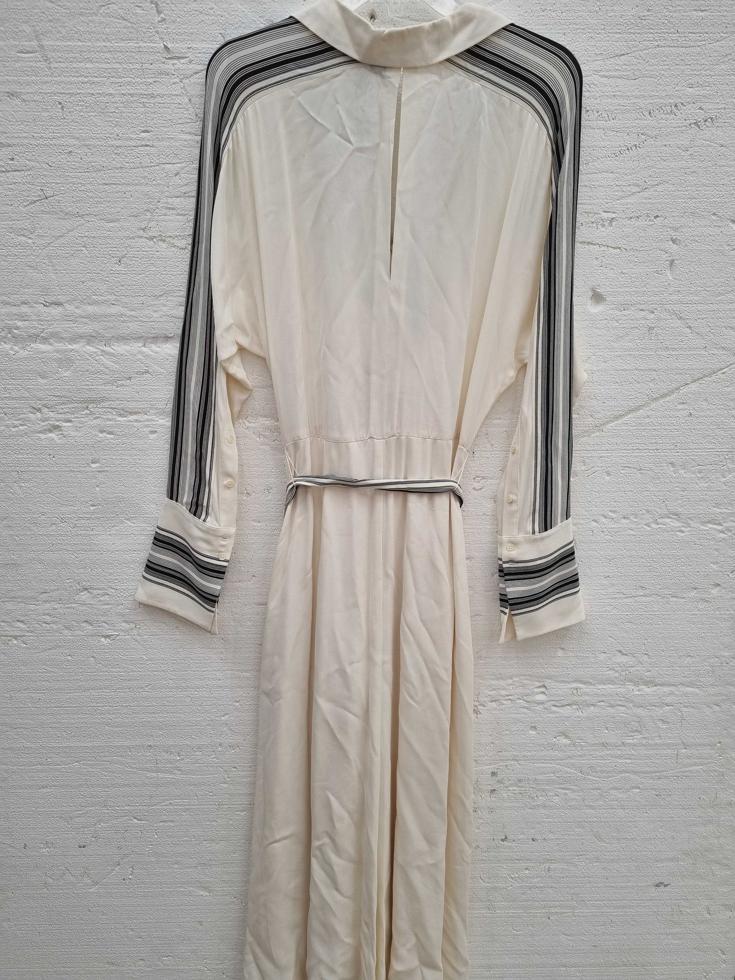 Reiss Nyla Side Stripe Wrap Dress Ivory UK 10