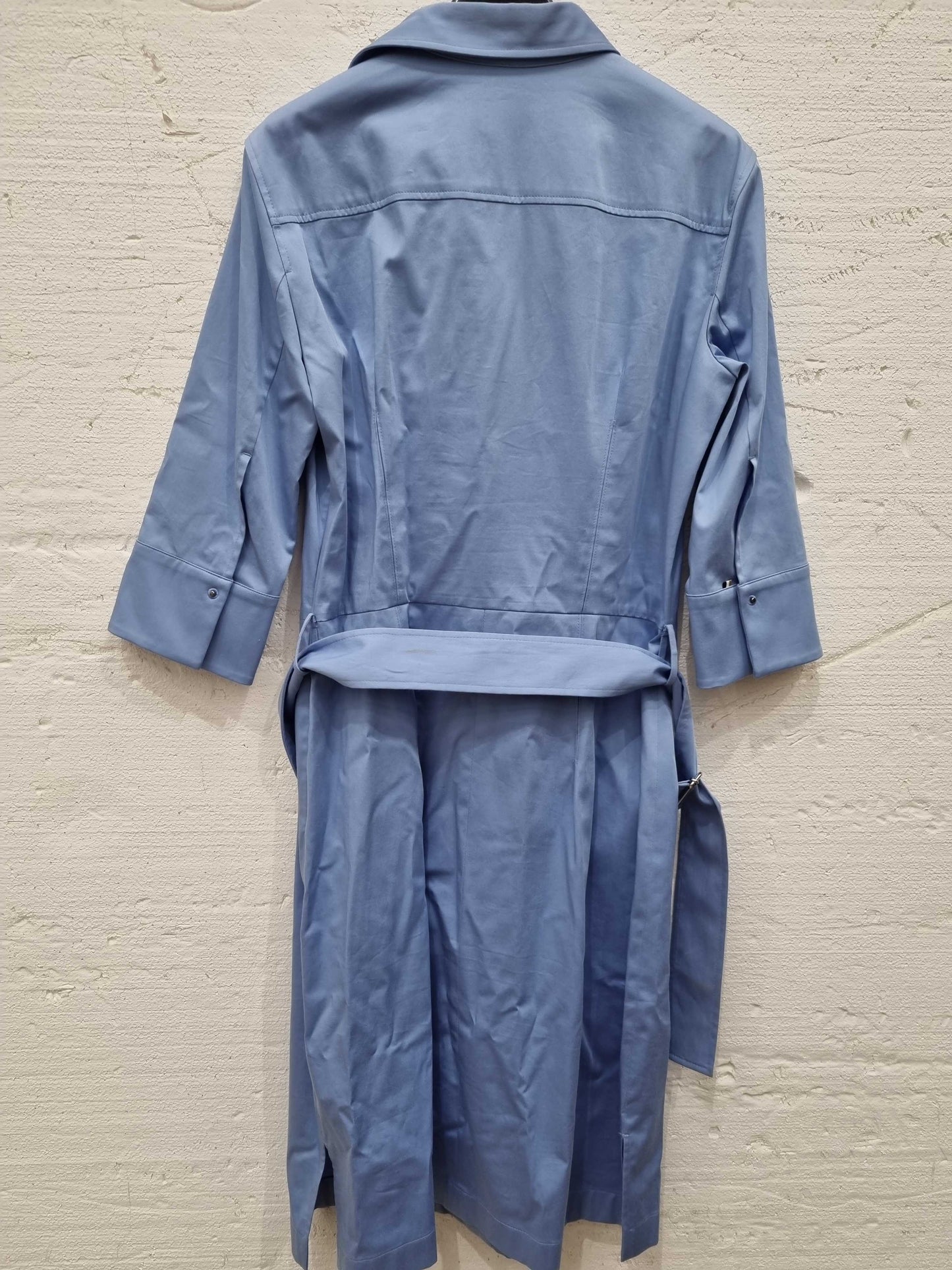 Boss BELTED SHIRT DRESS IN ORGANIC COTTON WITH STRETCH Blue Uk 6