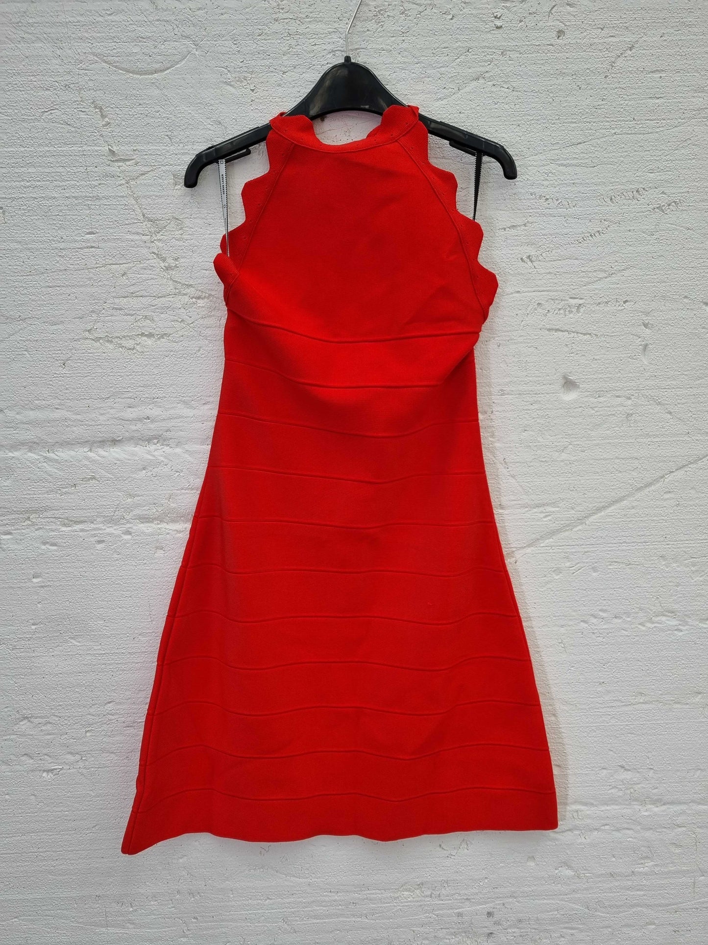 HERVE LEGER Red Halter Knee Length Dress Red Small