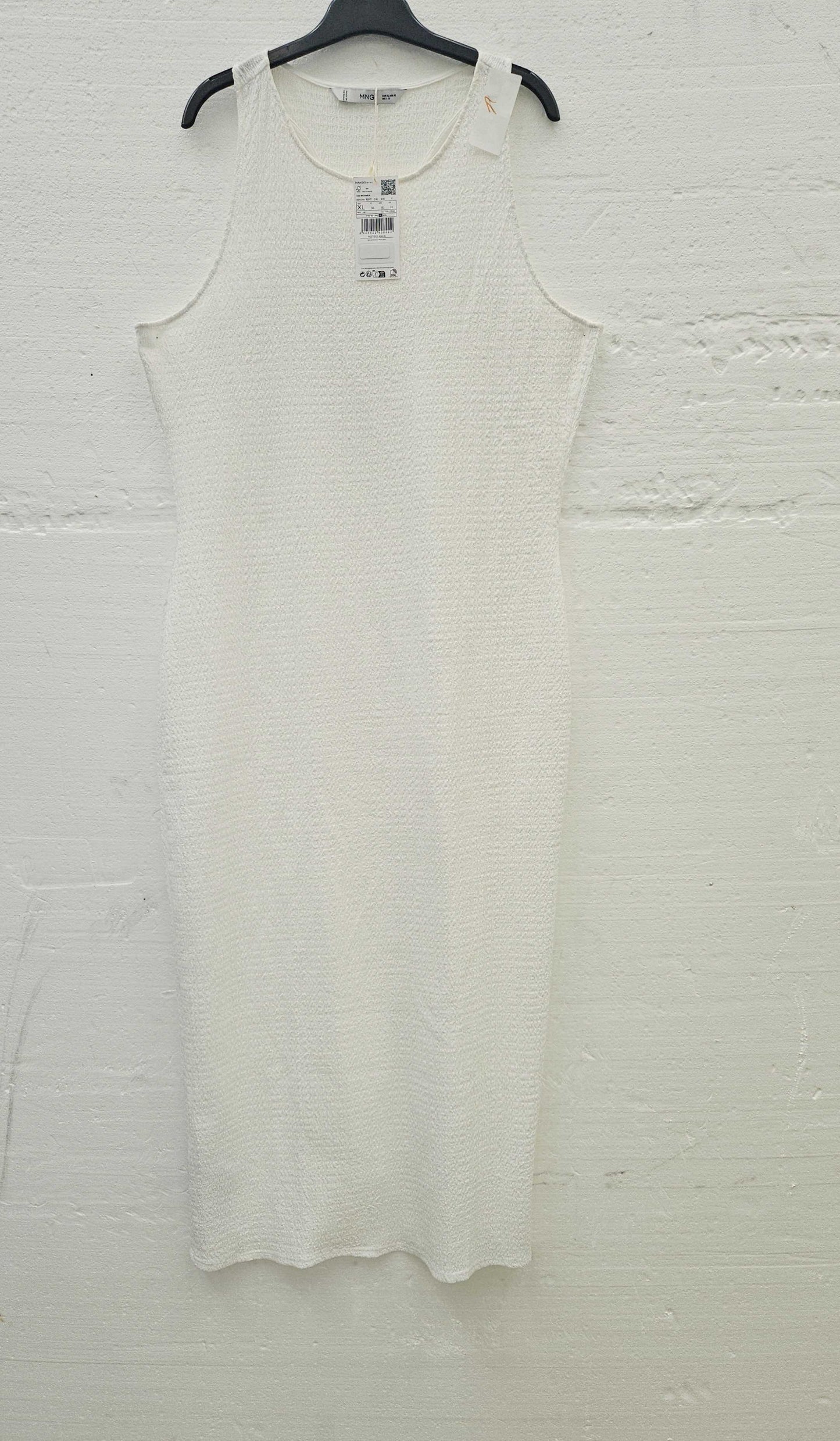 Mango White Textured Dress White XLarge