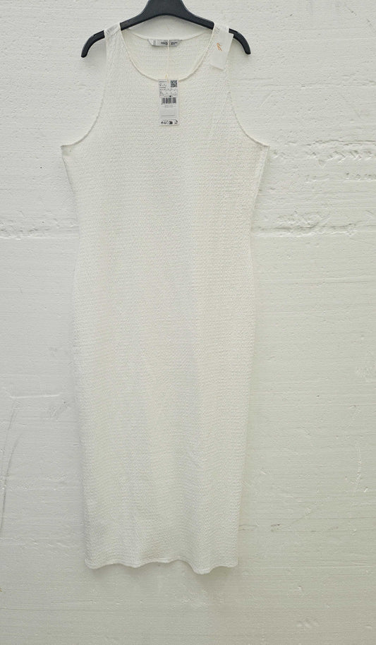 Mango White Textured Dress White XLarge