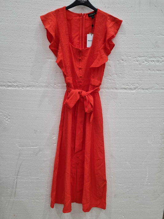 Sophie Frill Sleeve Midi Dress Red UK  10