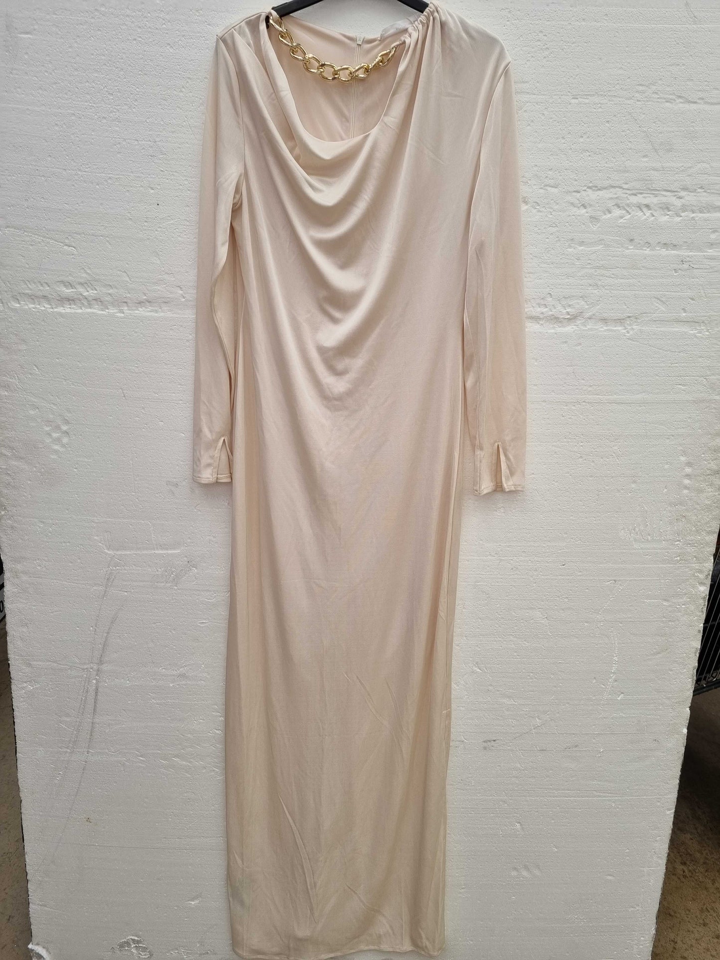 Mango Asymmetric draped gown Cream Medium