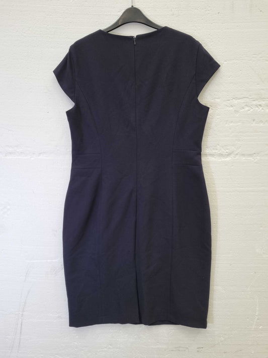 HOBBS LONDON Leila Cap-Sleeve Sheath Dress Navy UK  16