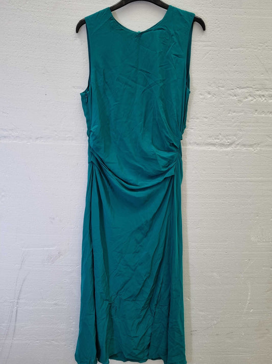 Reiss Petite Lexi Ruched Waist Midi Dress Green UK  10