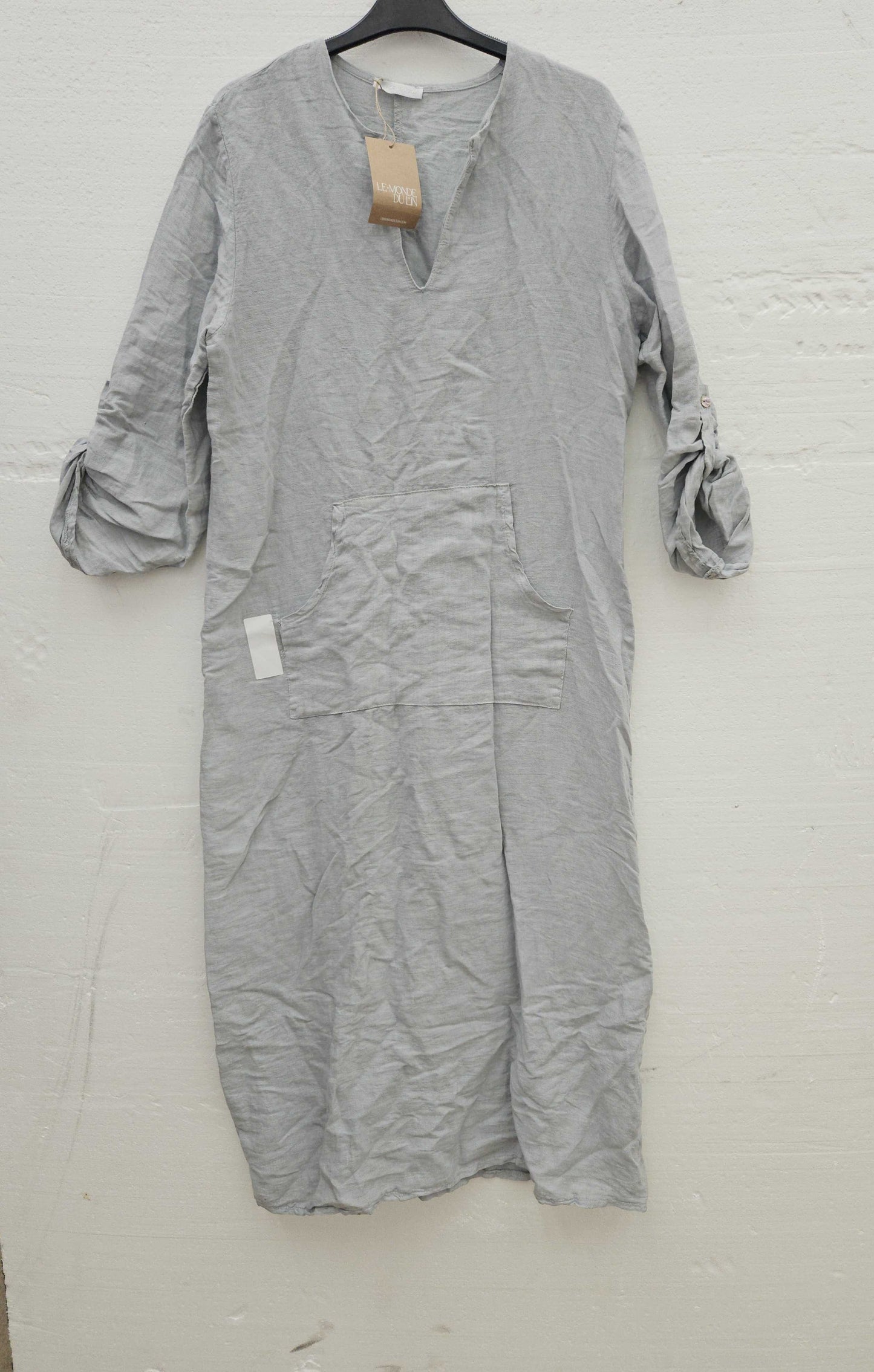 LE MONDE DU LIN Grey Linen Dress Grey XL/XXL