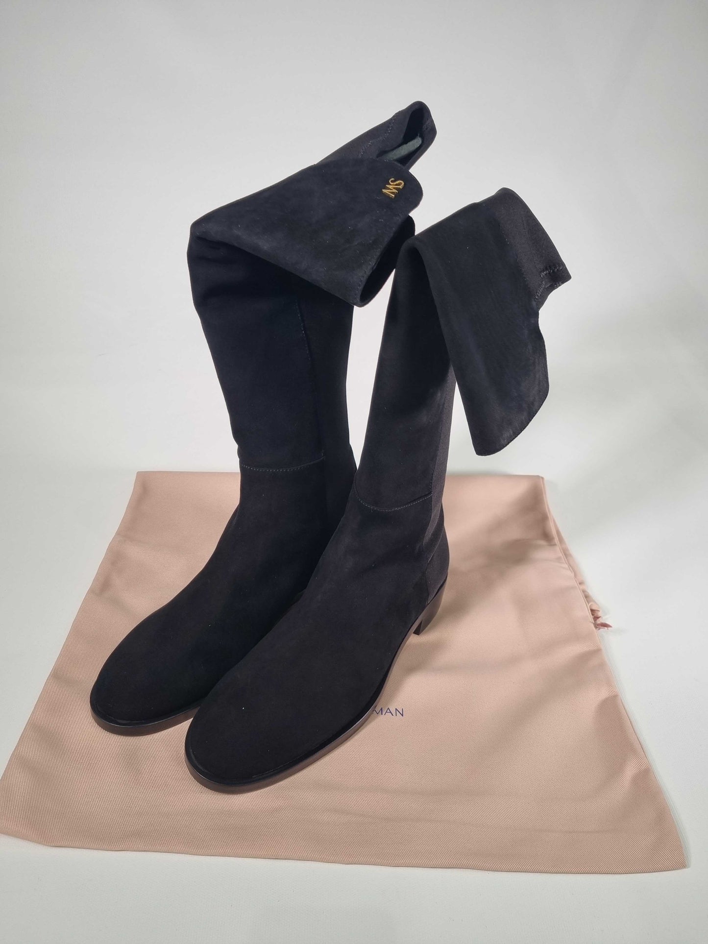 Stuart Weitzman  Black Suede Keelan City To The Knee Boots Black 39.5