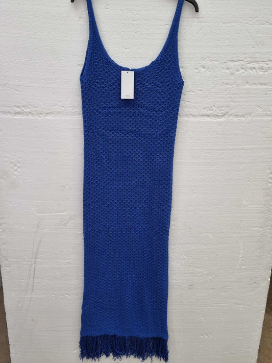 Mango Jaia Thick Knitted Maxi Dress Blue Large