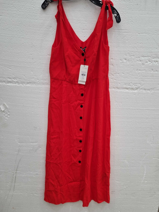 Whistles Hanna Tie Shoulder Dress Red UK 12