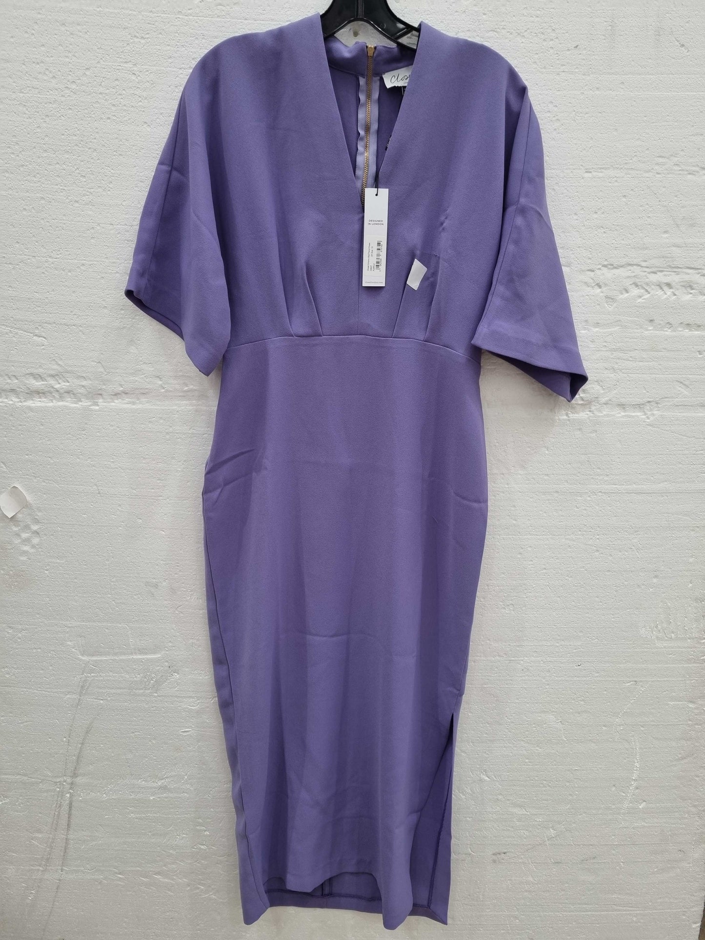 Closet London Lilac Purple Pencil Kimono Sleeves Midi Dress Lilac UK 10