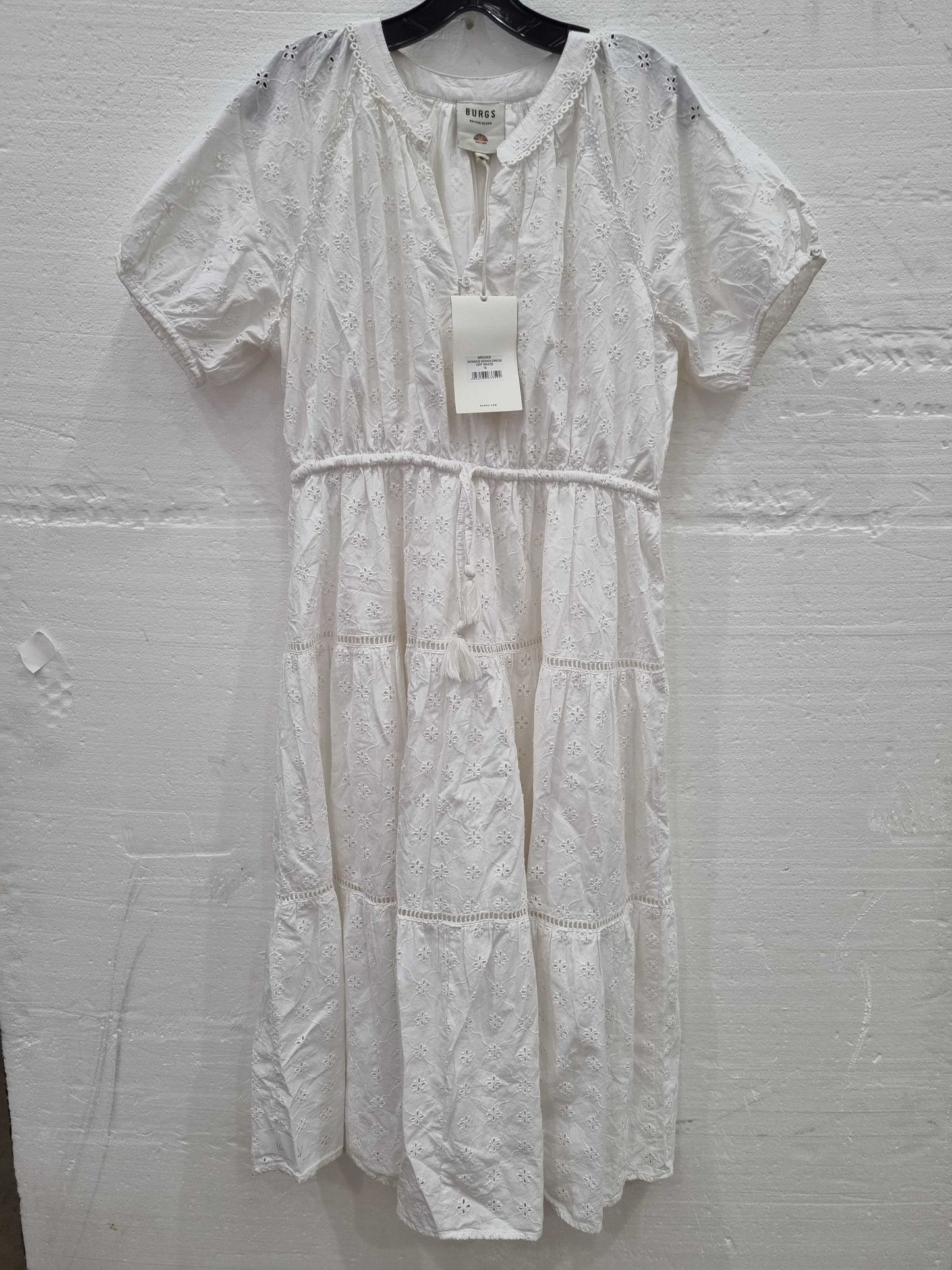 Burgs White Brooks Cotton Dress White UK 16