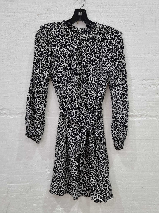 Whistles Swirl Print Belted Dress Black Uk 10