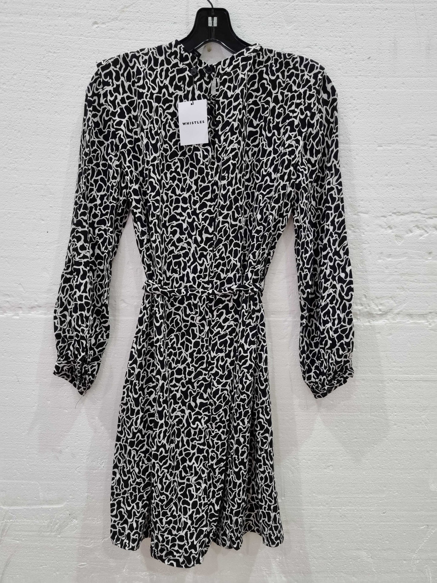 Whistles Swirl Print Belted Dress Black Uk 10