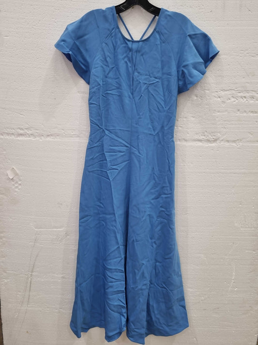 Reiss Eleni Cap Sleeve Midi Dress Blue Uk 10