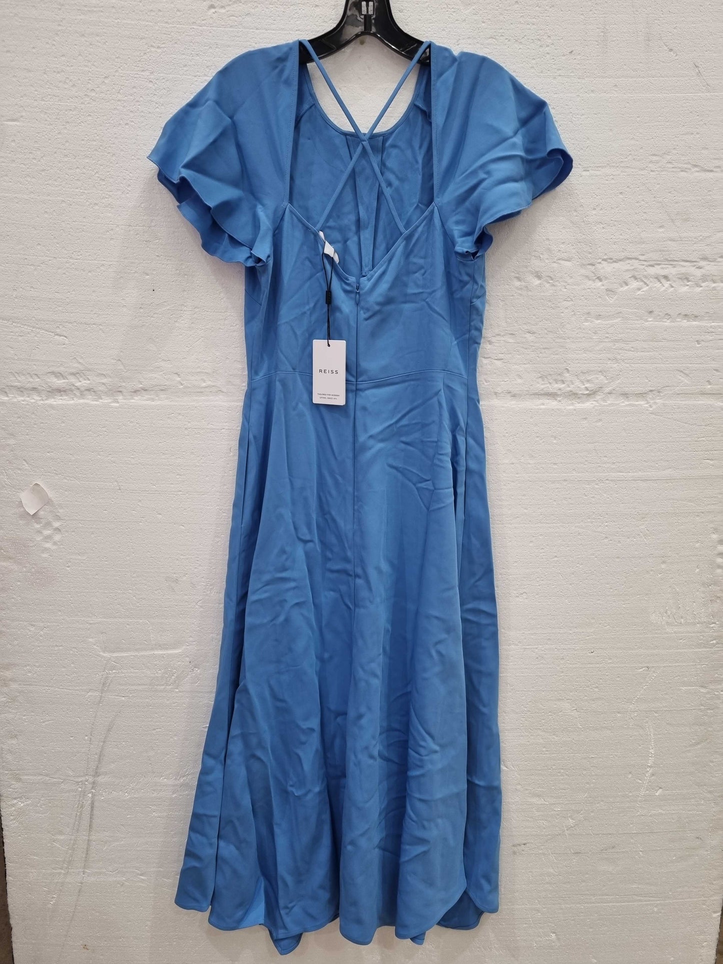 Reiss Eleni Cap Sleeve Midi Dress Blue Uk 10