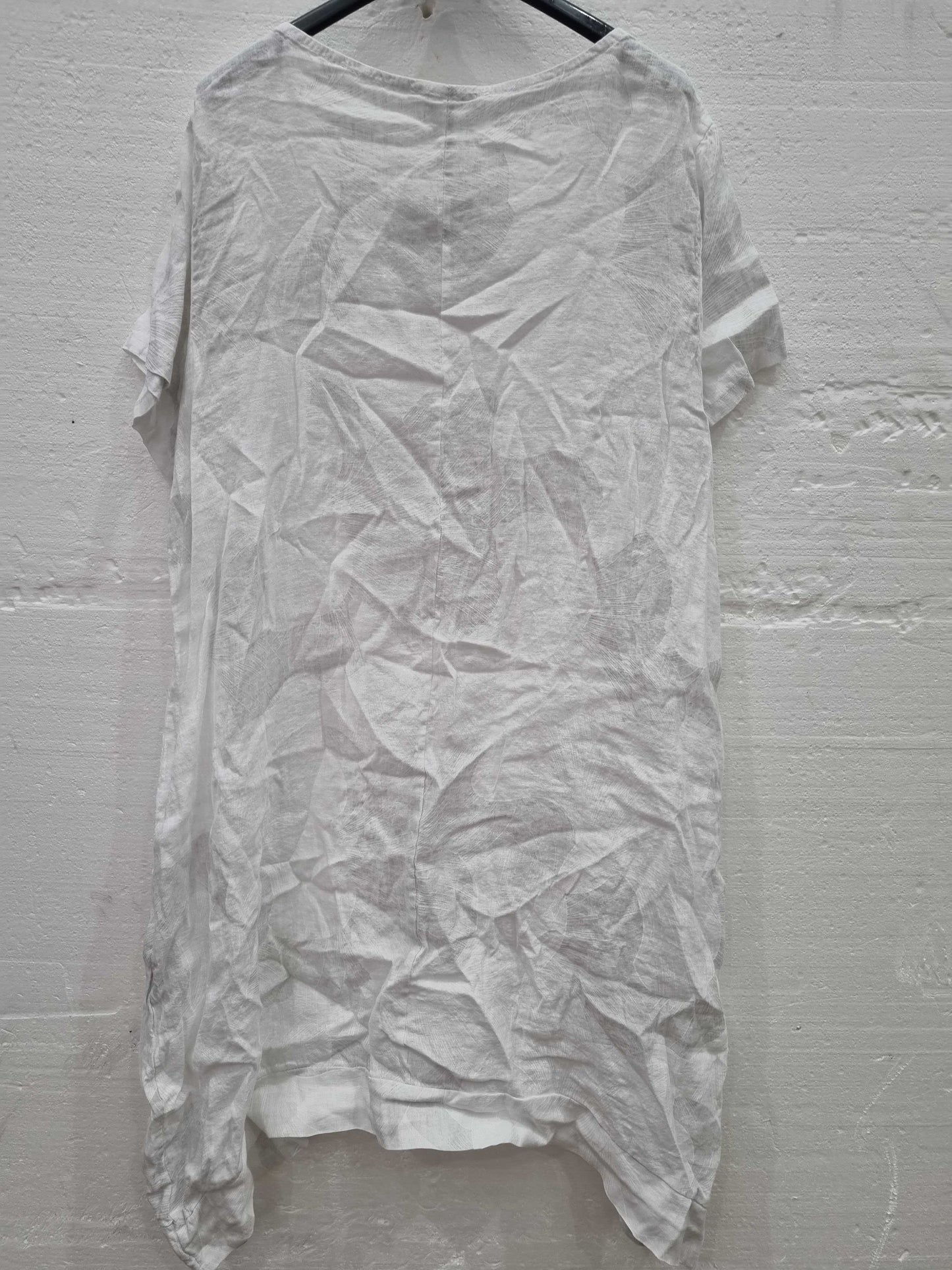 Le Monde Du Lin White V-Neck Linen Dress White XL/XXL