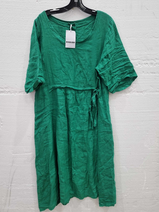 Rodier Green Tie Waist Linen Dress Green XL/XXL