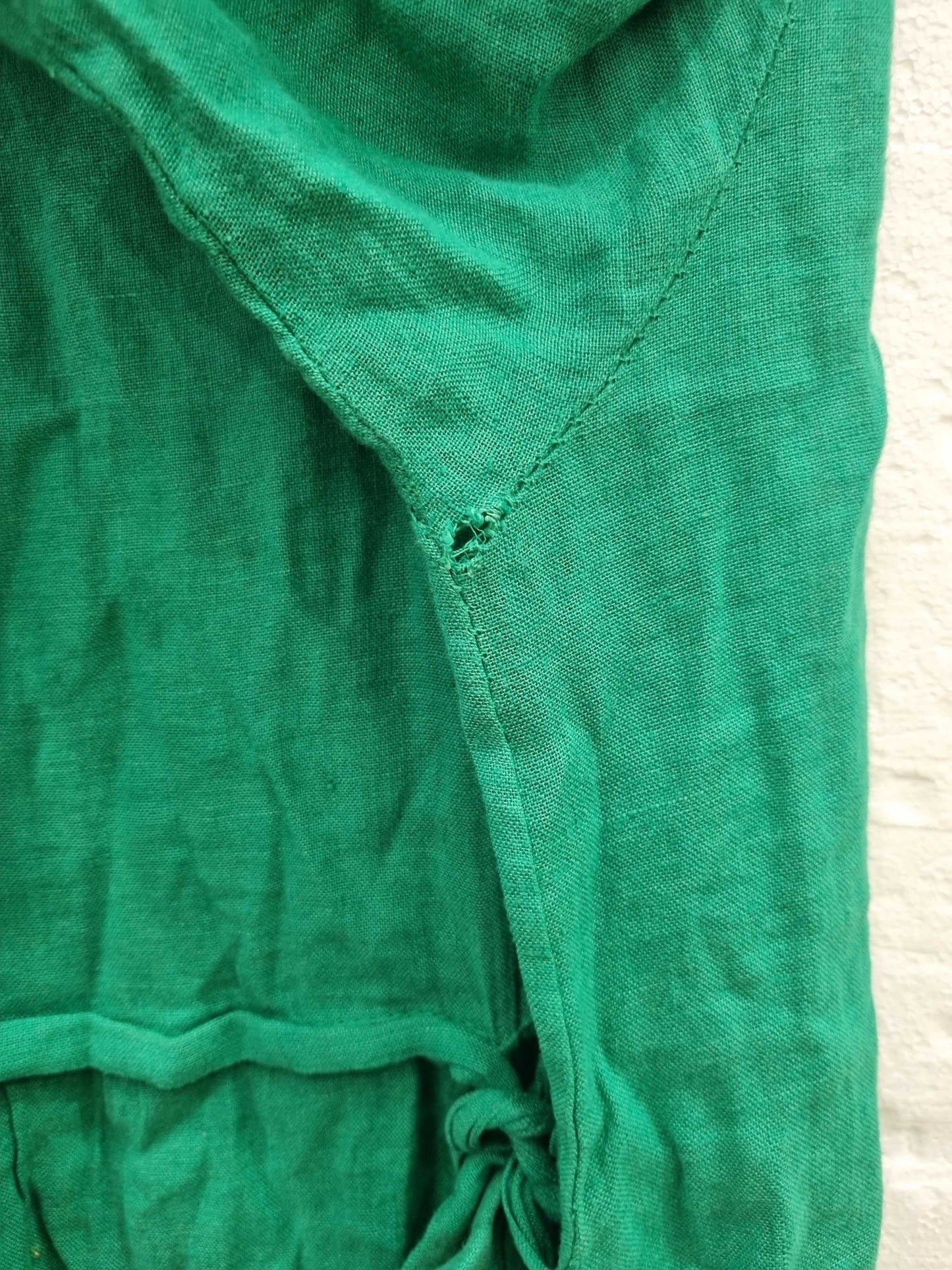 Rodier Green Tie Waist Linen Dress Green XL/XXL