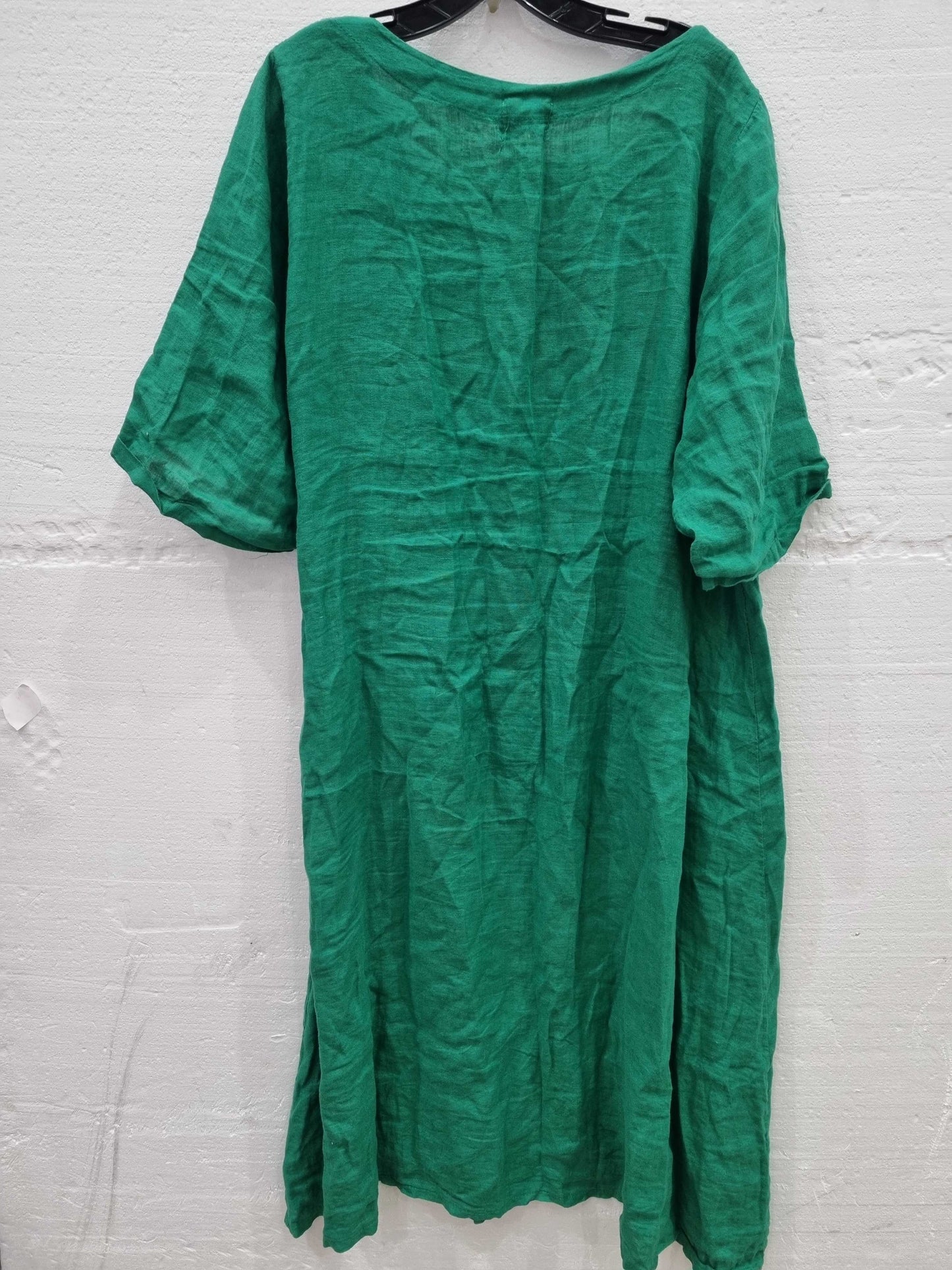 Rodier Green Tie Waist Linen Dress Green XL/XXL