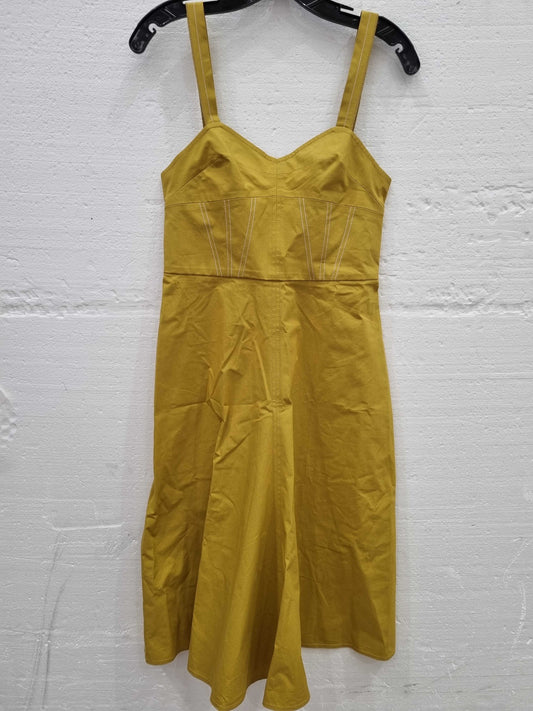 Victoria Beckham Mustard Bra Detail Cotton Dress Yellow UK 8