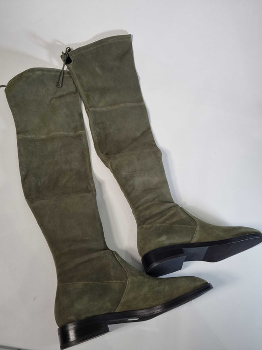 Stuart Weitzman Khaki Suede Jocey City Over The Knee Boots Green Uk 8.5