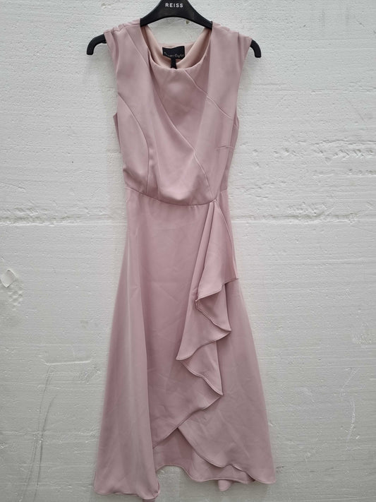 Phase Eight Soft Pink Rushelle Frill Midi Dress Pink UK 8