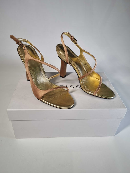 Reiss Nude Chiltern Asymmetric Heels Gold UK 8