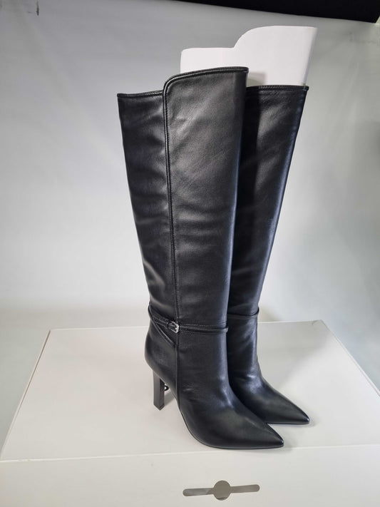 Reiss Black Caitlin Leather Knee Boots Black 38