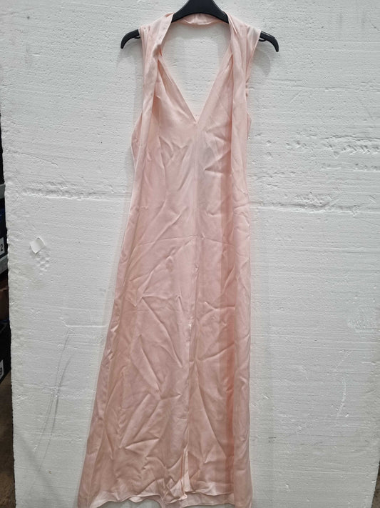 Reiss Pink Lila Silk Blend Twist Dress Nude UK 10