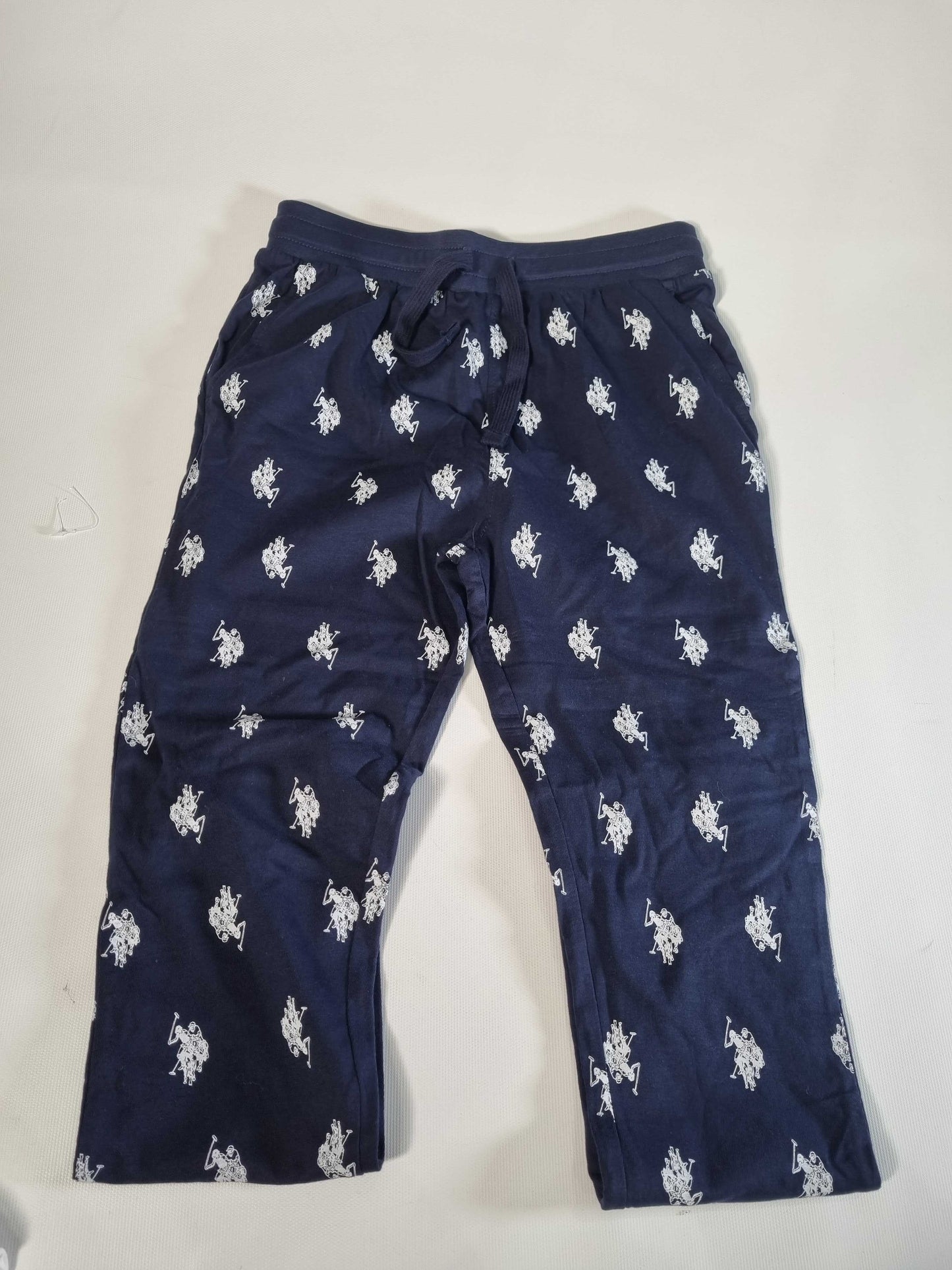 U.S. Polo Assn. Boy'S Navy/White Cotton T-Shirt And Trousers Set White / Navy 8-9 years