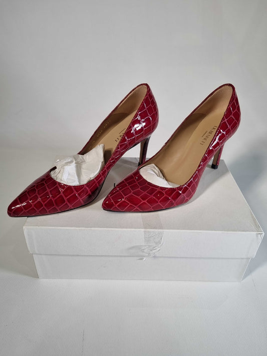 L K Bennett Red Croc Effect Leather Fern Courts Red 36