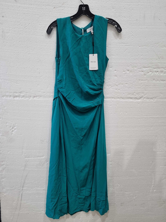 Reiss Lexi Bodycon Ruched Midi Dress Green UK 12