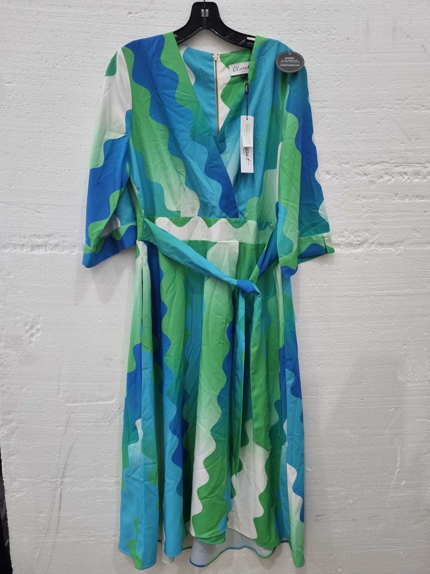 Closet Blue/Green Wrap High-Low Wrap Dress Green UK 16