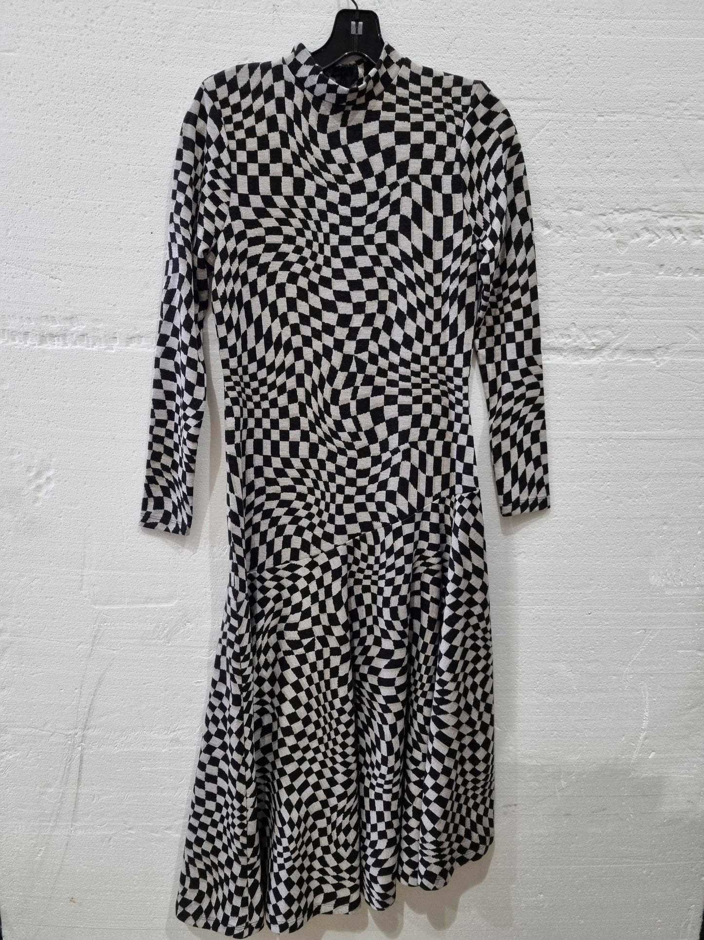 Mint Velvet Checked Jacquard Midi Dress Black UK 10