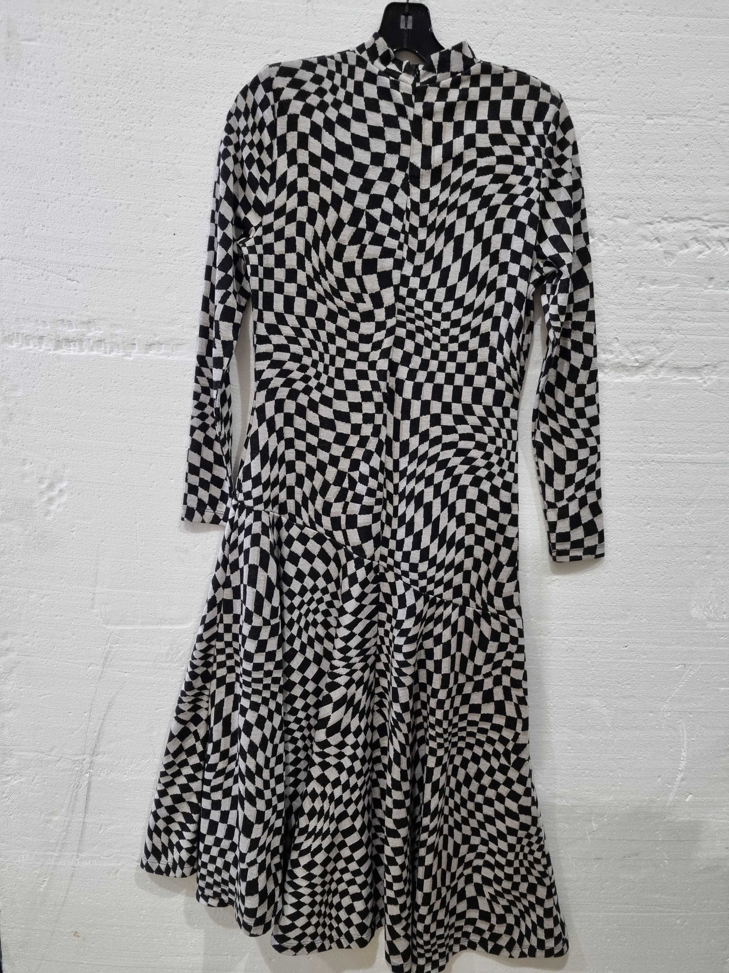 Mint Velvet Checked Jacquard Midi Dress Black UK 10