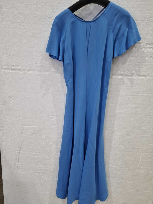 Reiss Eleni Cap Sleeve Midi Dress Blue UK 14