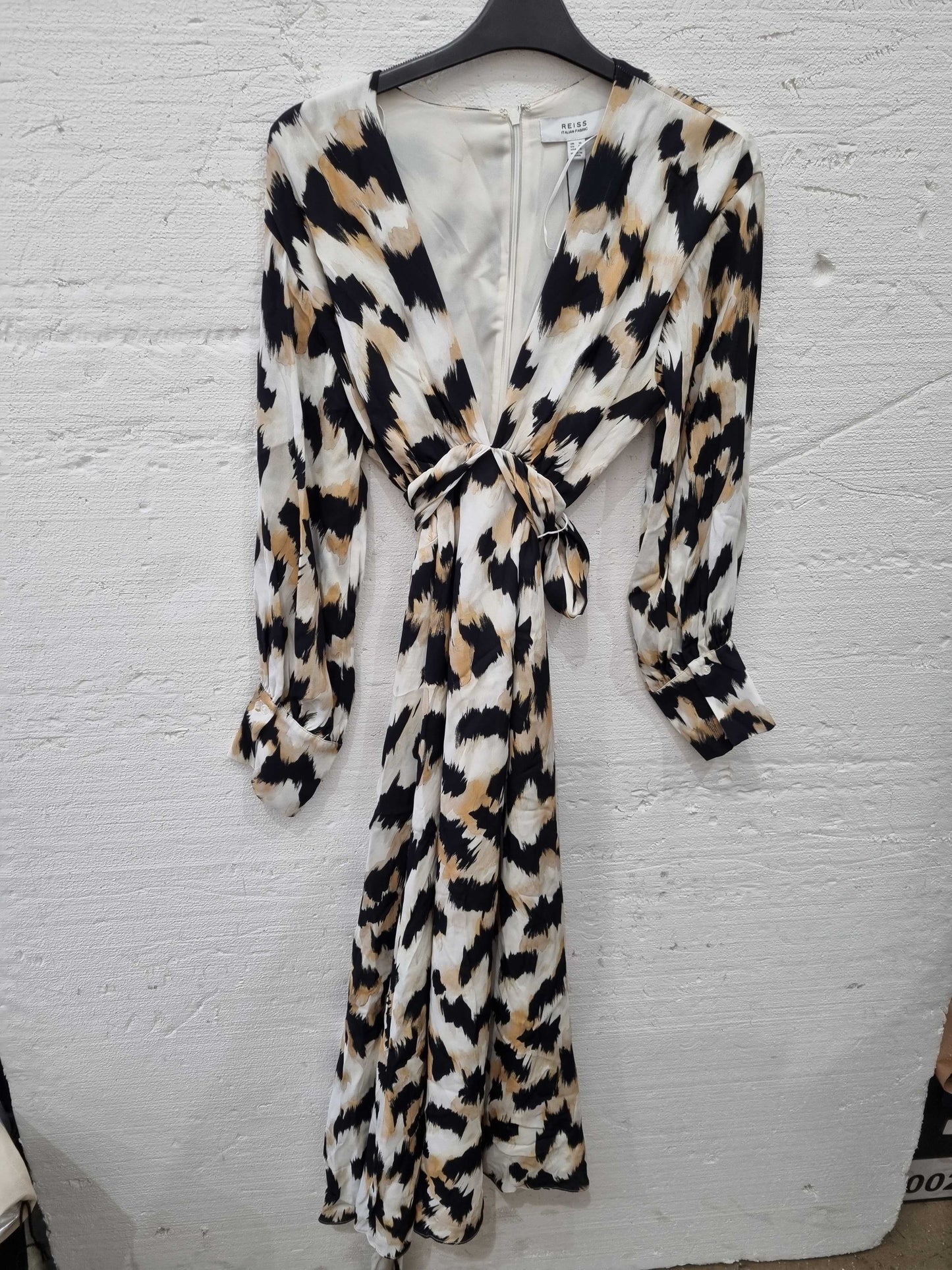 Reiss White Marie Animal Print Midi Dress White UK 10