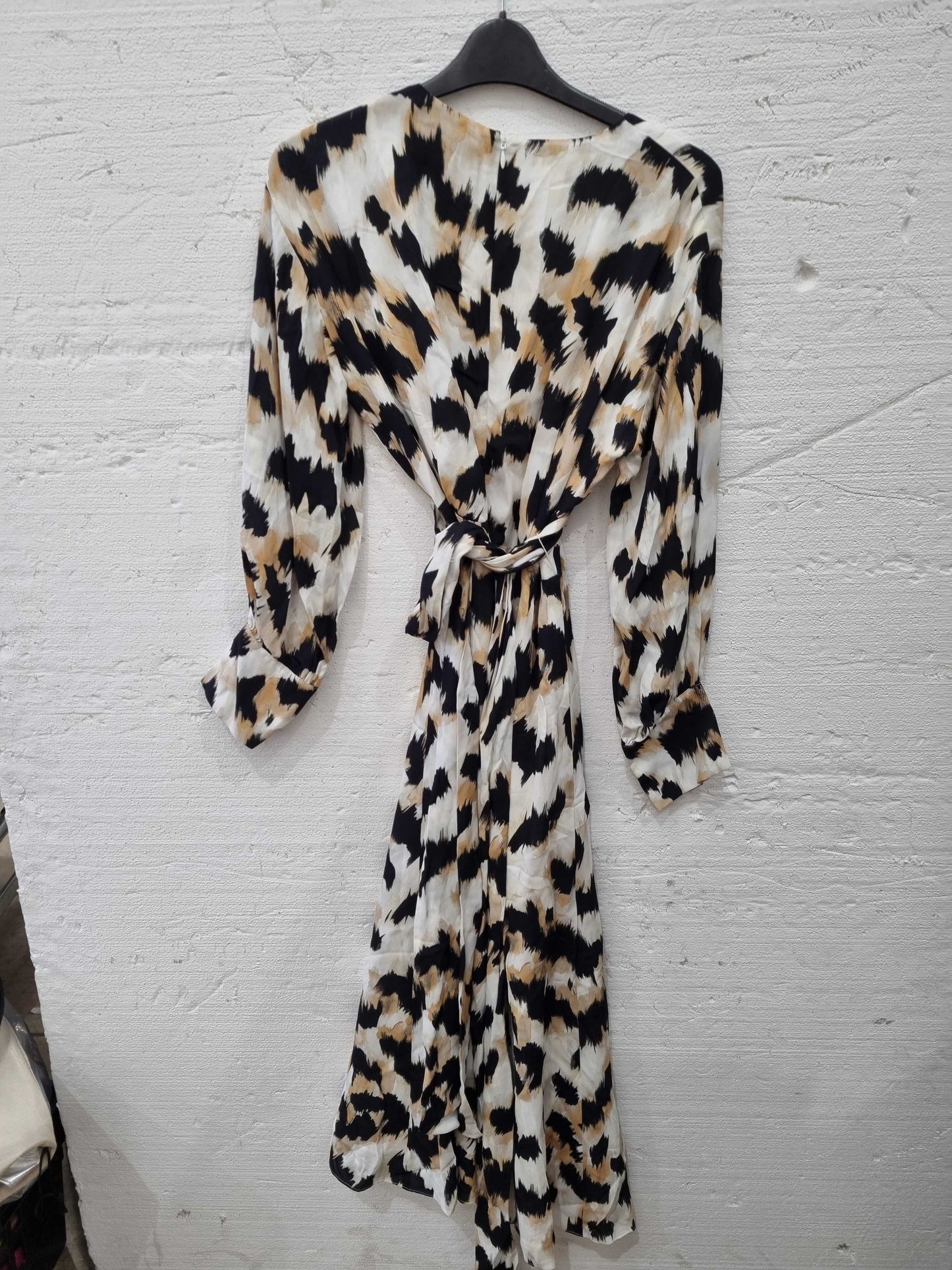 Reiss White Marie Animal Print Midi Dress White UK 10