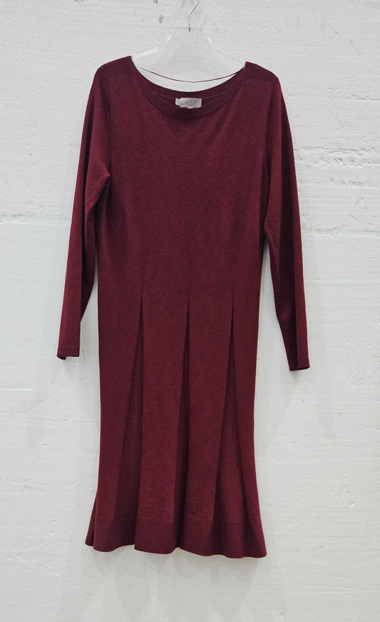 Hobbs London Calla Knitted Dress Burgundy  UK 18