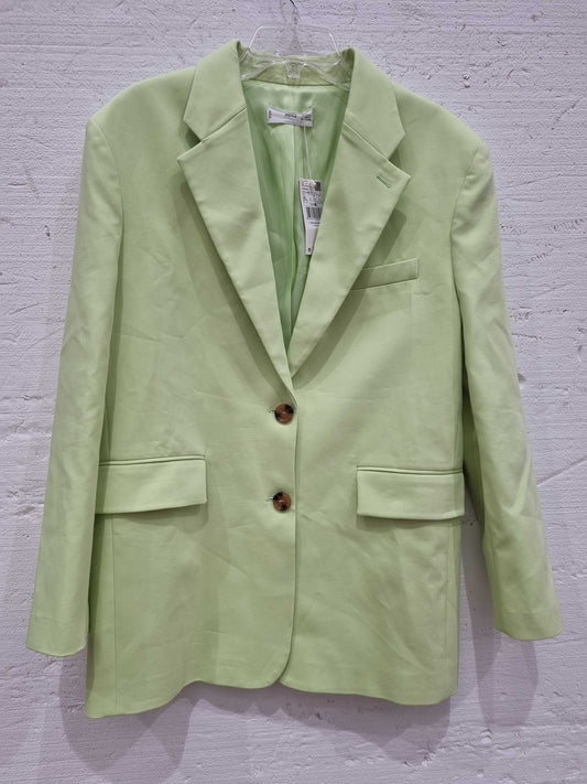 Mango GREEN-Lime Structured Cotton Blend Blazer Lime XLarge Lime XLarge