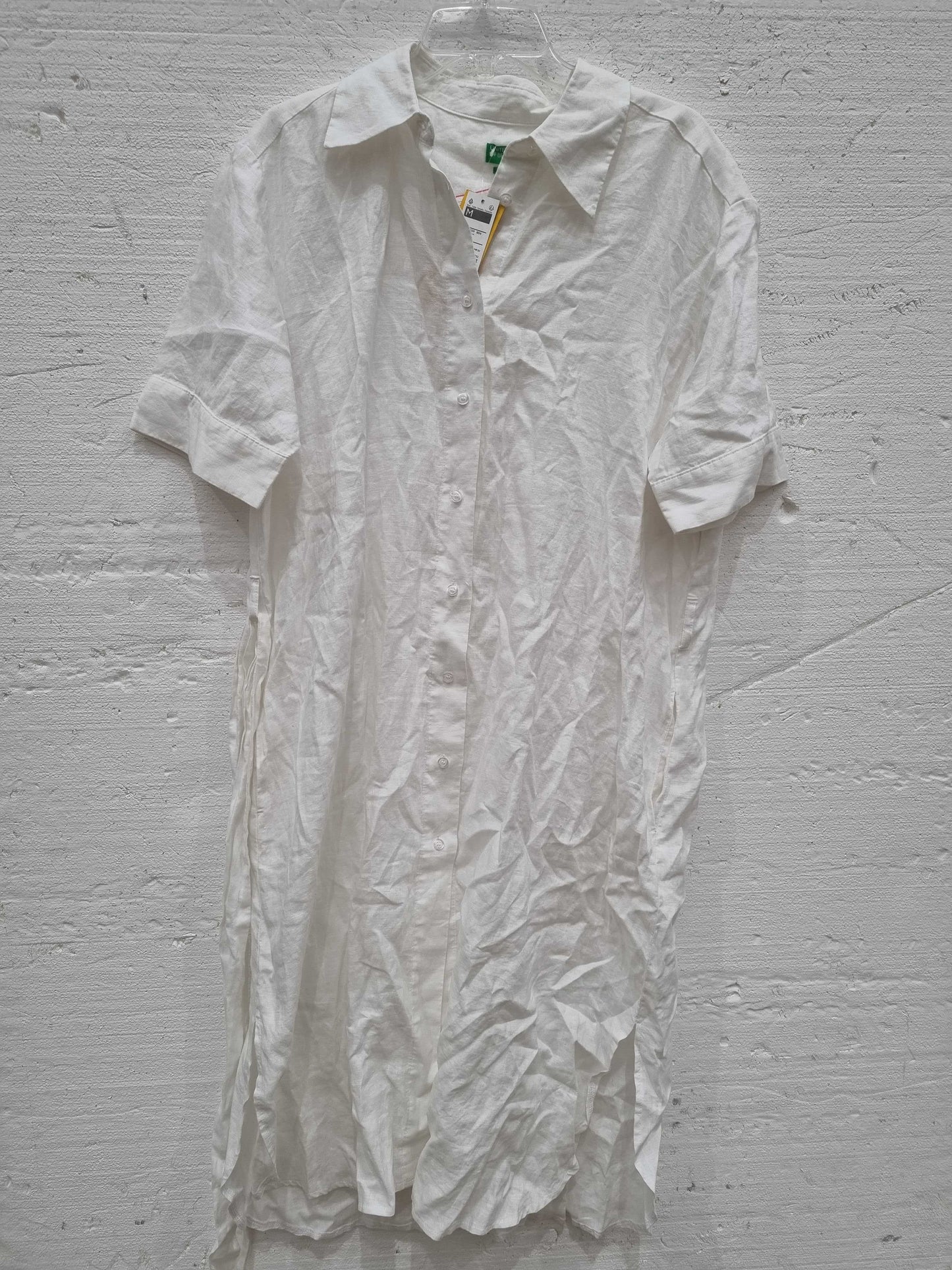 United Colors of Benetton White Midi Linen Shirt Dress White Medium White Medium