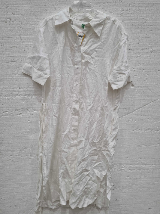 United Colors of Benetton White Midi Linen Shirt Dress White Medium White Medium