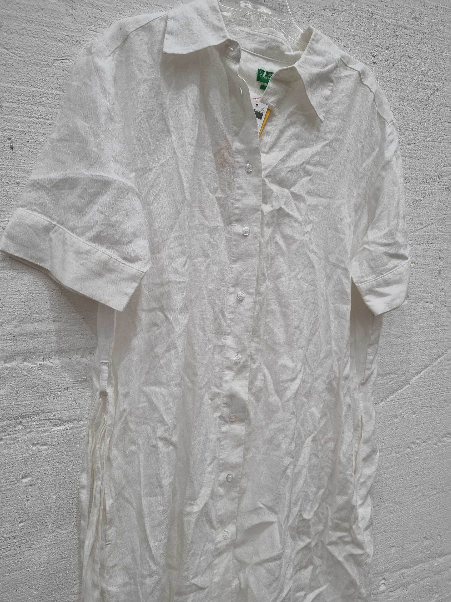 United Colors of Benetton White Midi Linen Shirt Dress White Medium White Medium